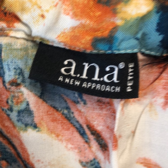 A.N.A Teal Rust Mustard Green Cream Blouse, Size M - Picture 2 of 3